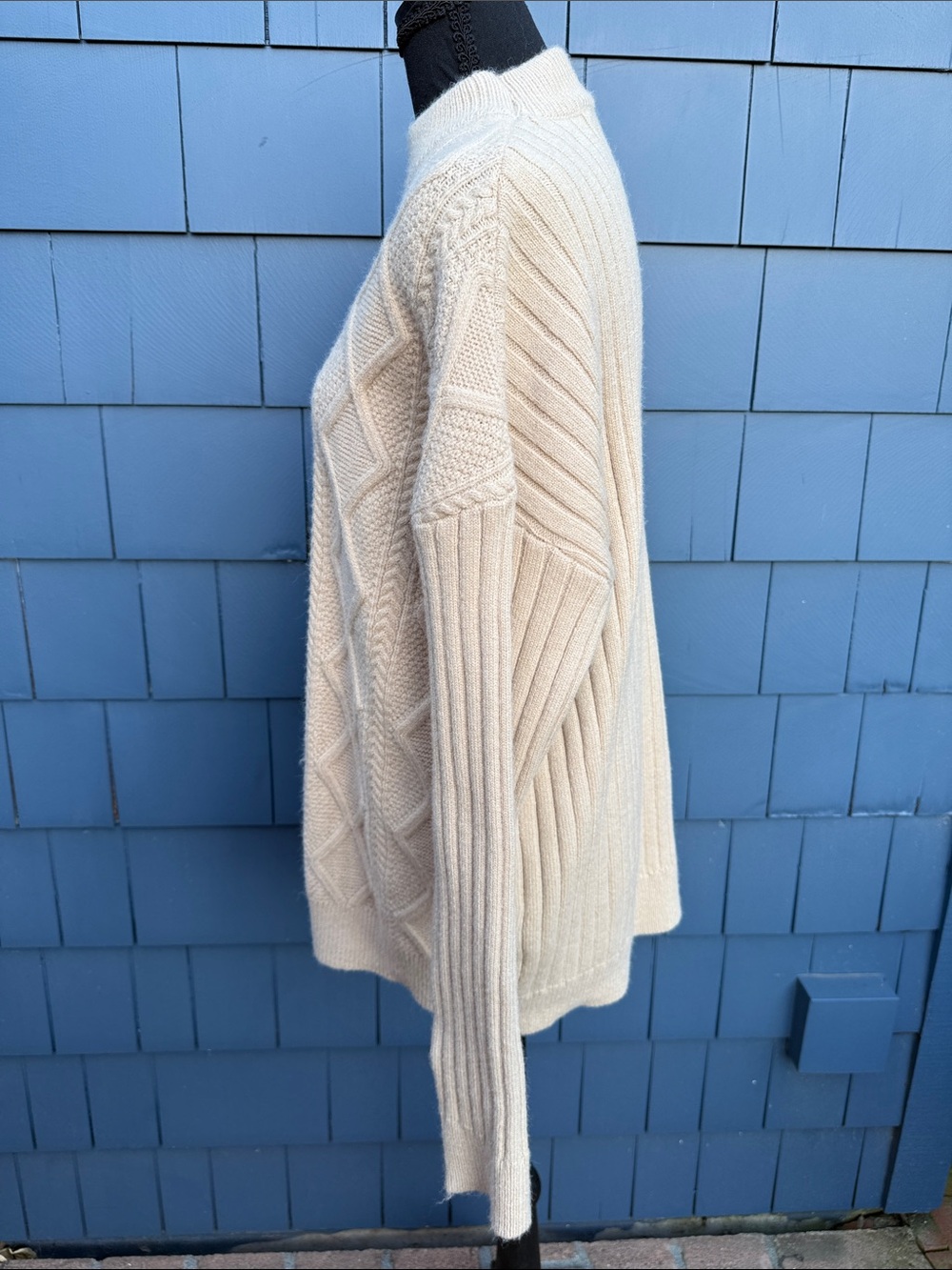 Aelfric Eden Cream Cable Knit Turtleneck Sweater small camel - Picture 7 of 9